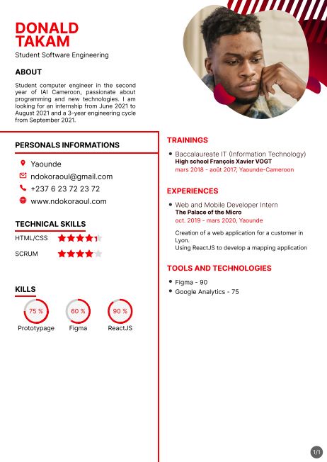 Resume created with template CvPhotographyUniversity