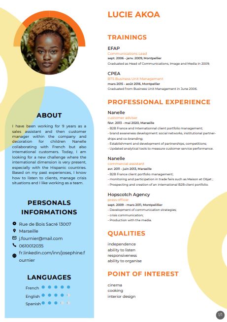 Resume created with template MultiColoredResume