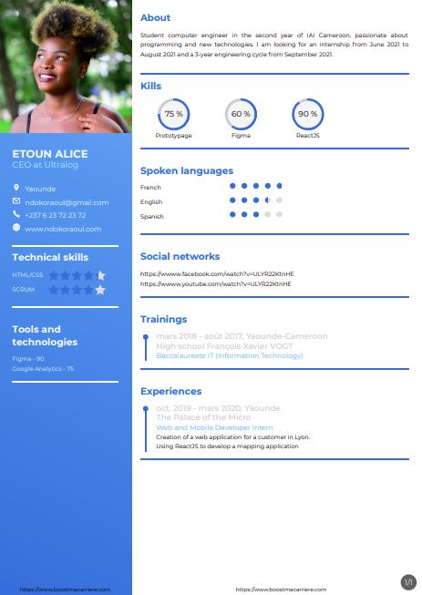Resume created with template Resume4_blueV2