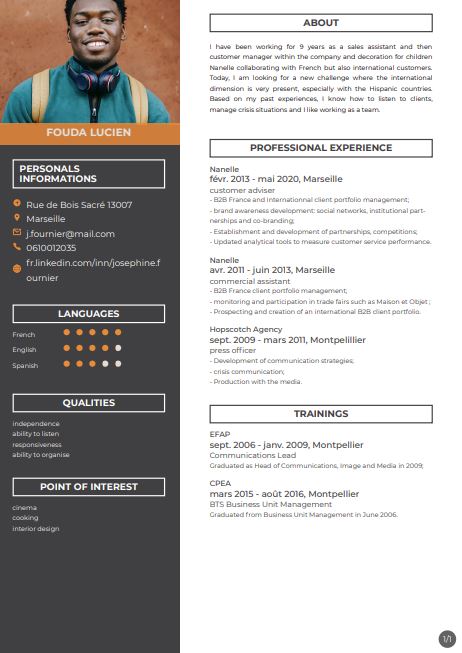 Resume created with template ResumeBlackDaniel