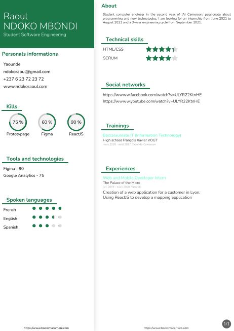 Resume created with template ResumeCommunity2V2
