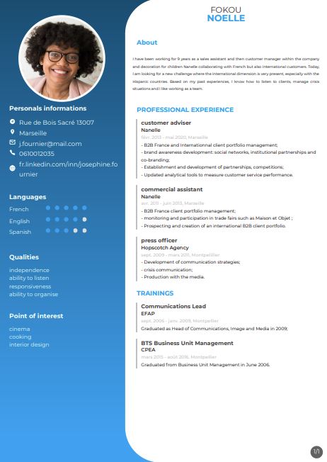Resume created with template ResumeRoundedSide