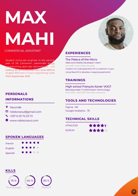 Resume created with template ResumeWithSvg