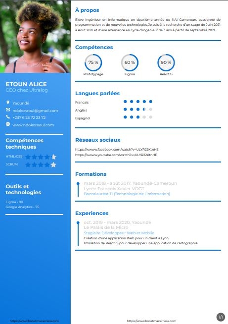 Resume created with template Resume4_blueV2