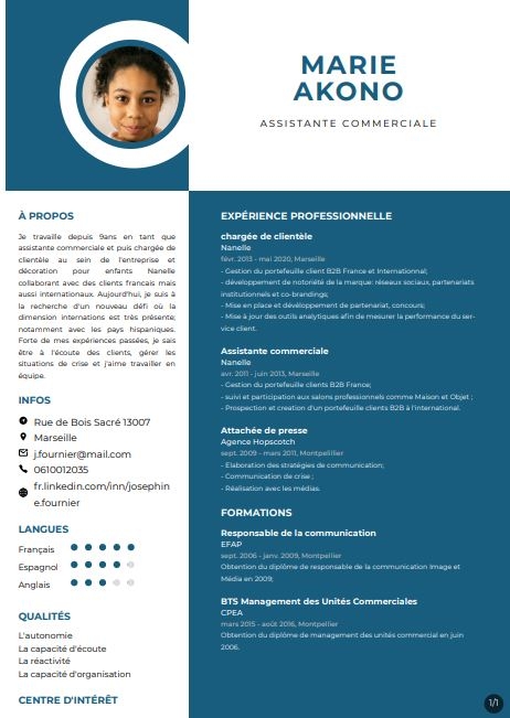 Resume created with template ResumePhotoGraphie